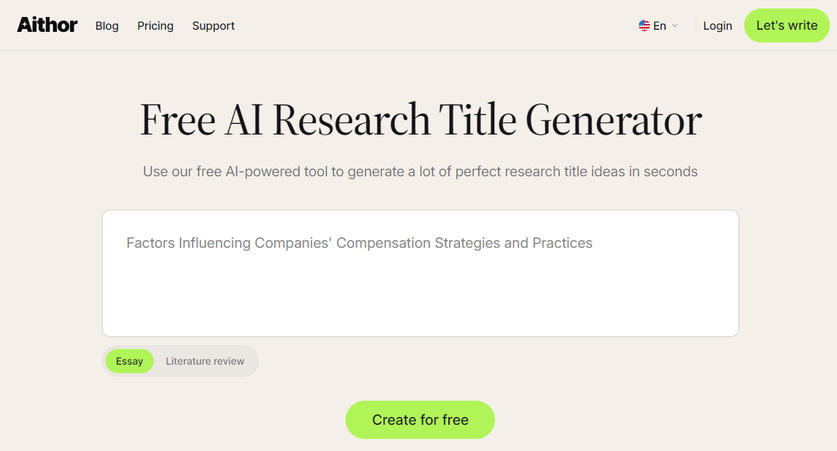 Aithor Free AI Research Title Generator