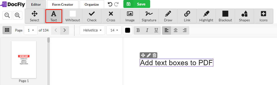 DocFly pour ajouter une zone de texte à un PDF