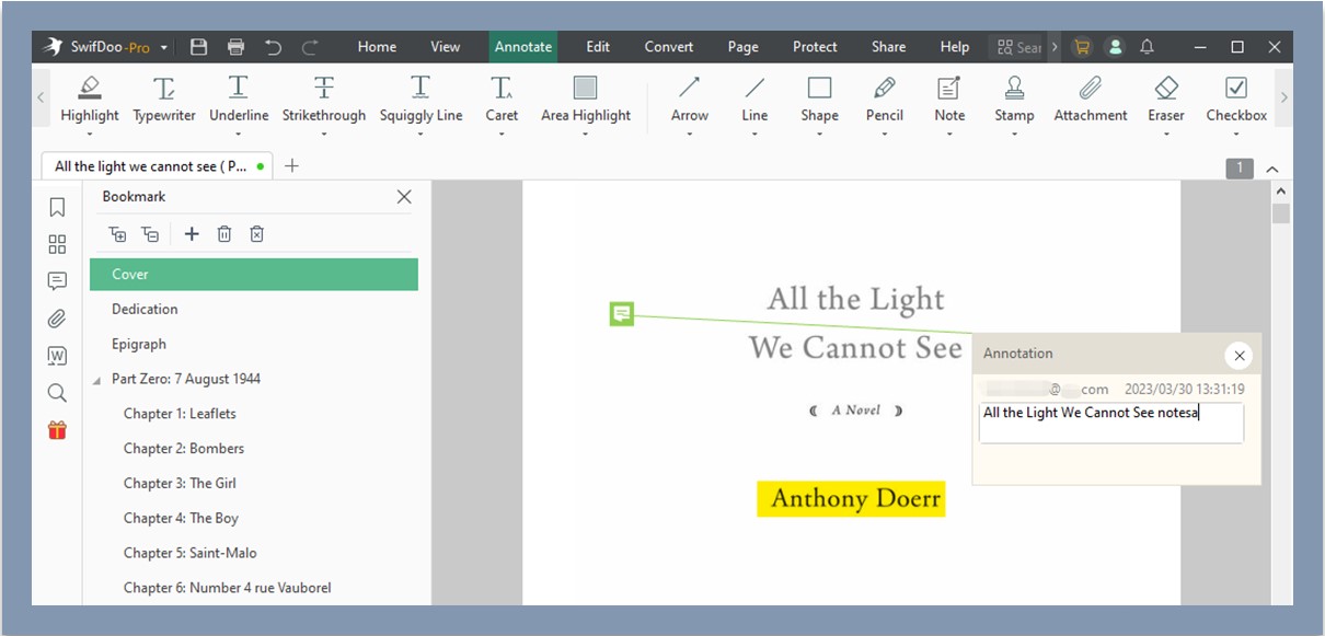 All the Light We Cannot See PDF reading and annotating