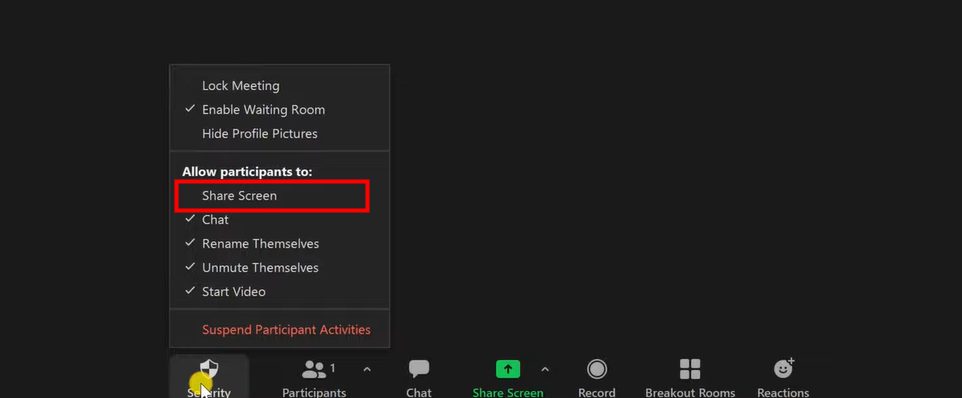 How to Allow Participants to Share Screen