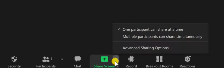 Allowing others Sharing Screen on Zoom