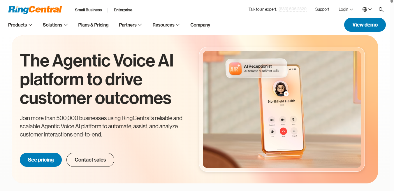 Web interface of RingCentral