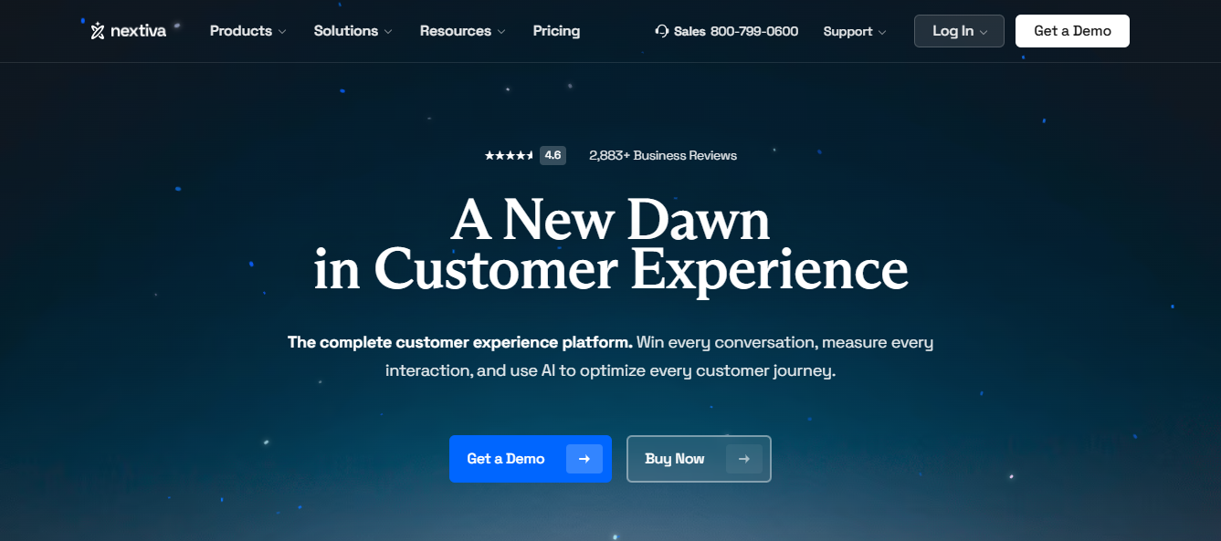Web interface of Nextiva