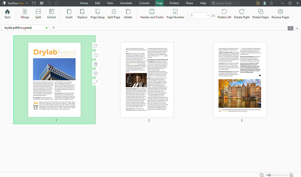 The Page interface in SwifDoo PDF