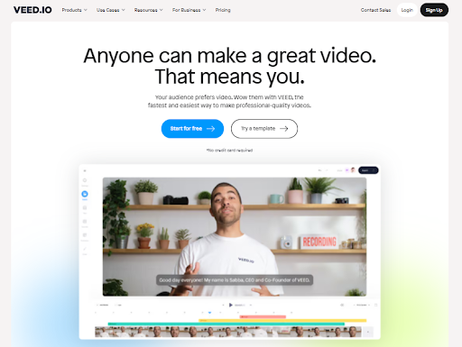 annotate video with Veed.io