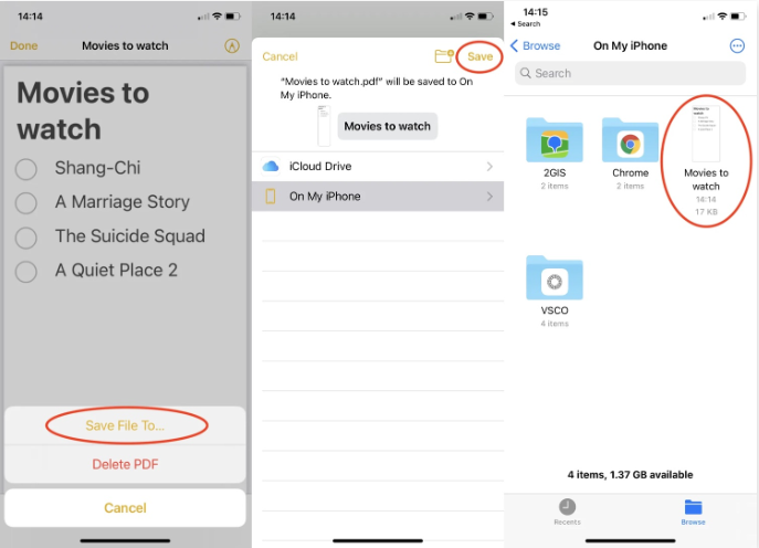 Convert Apple Notes to PDF on iPhone 2