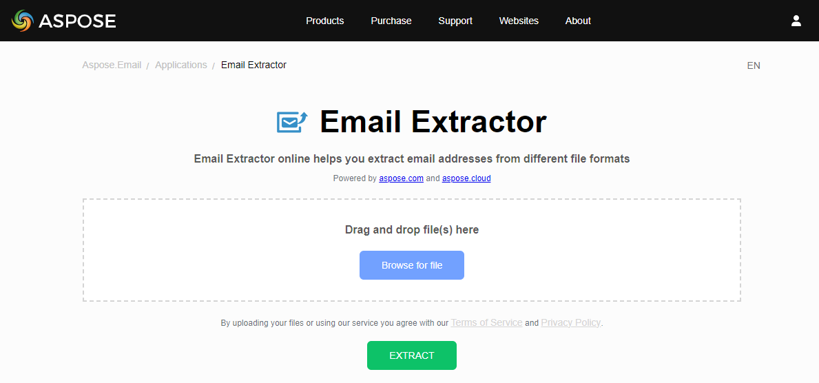 ASPOSE Online Email Extractor