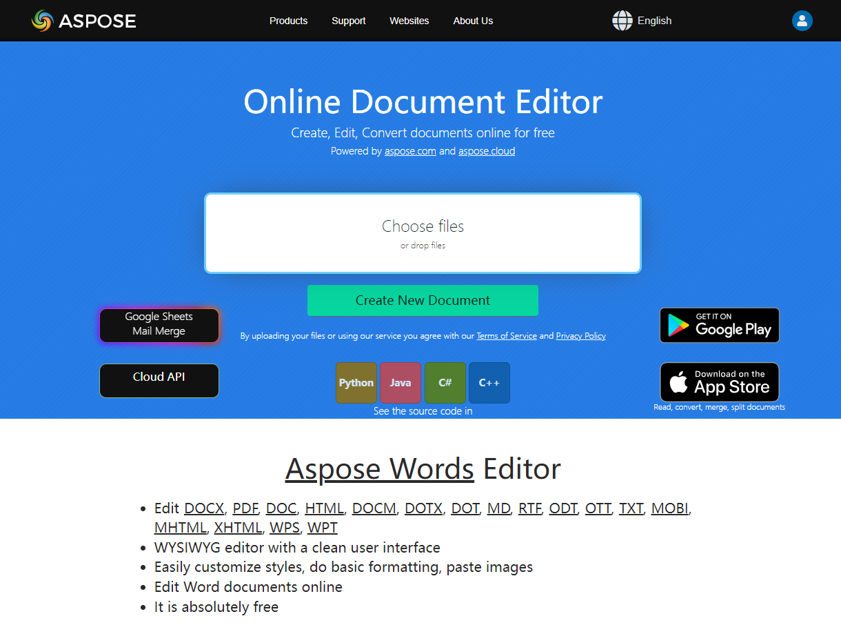 Aspose Words Editor Online
