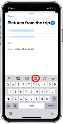 Attach PDF files to email on iPhone