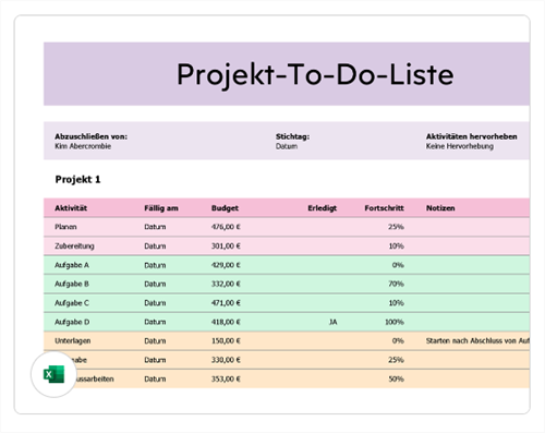 Aufgabenplanung Excel Vorlage - Projektmanagement-Vorlage mit Zeitplan