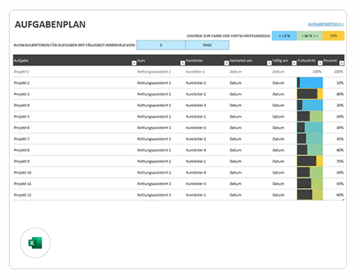 Aufgabenplanung Excel Vorlage - Aufgabenverfolgung für Teams