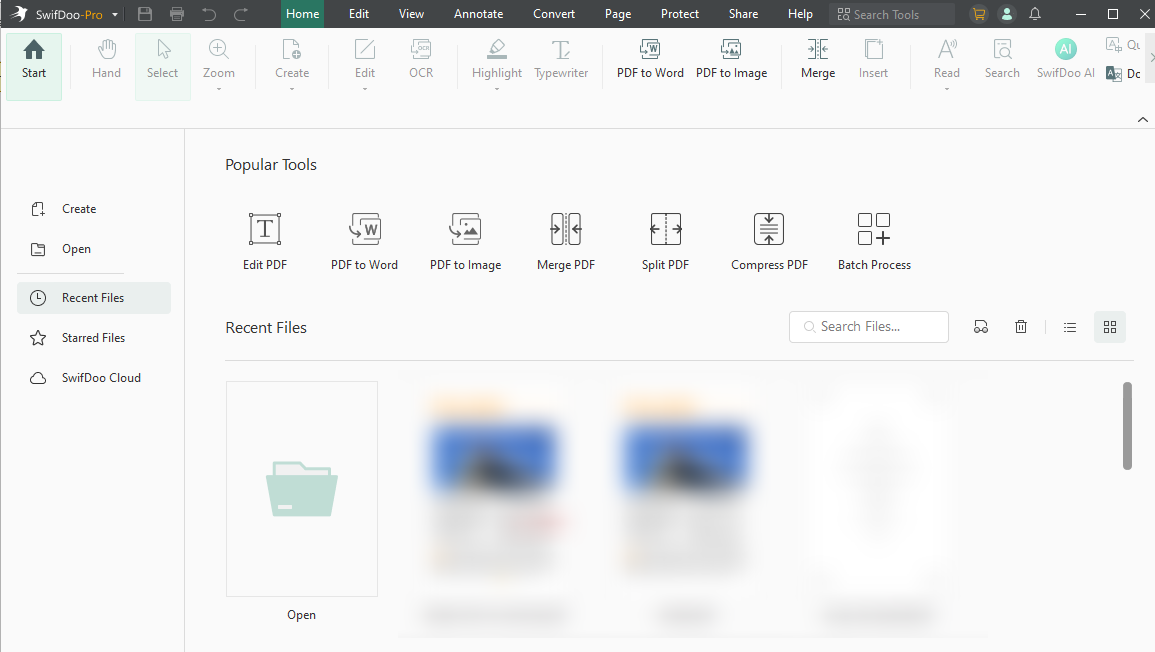 Main interface of SwifDoo PDF