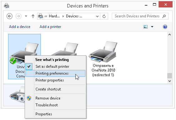 Choose Printing Preferences