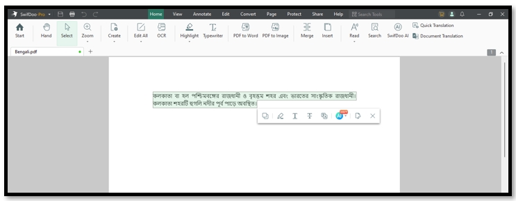 Perform Bengali to Hindi translation for a PDF on Windows
