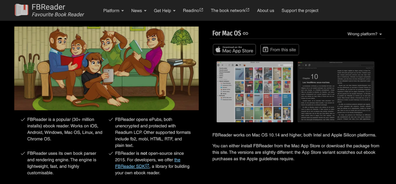 The web interface of FBReader