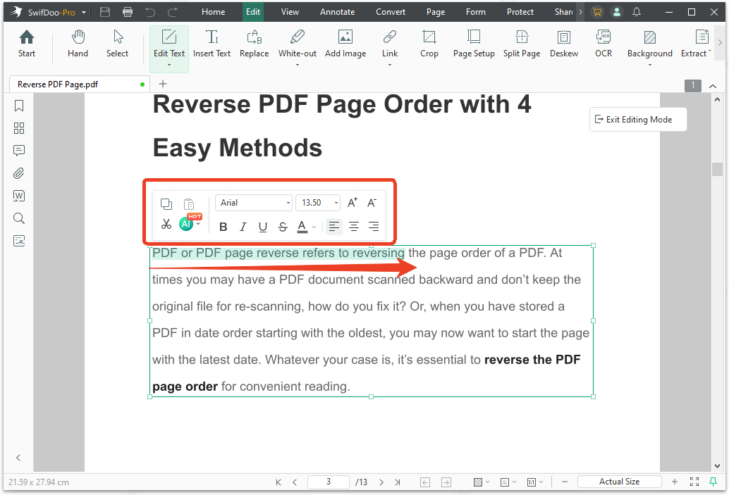 swifdoo pdf editing box