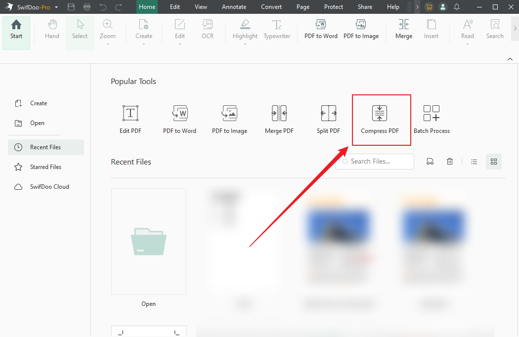 Click Compress PDF in SwifDoo PDF