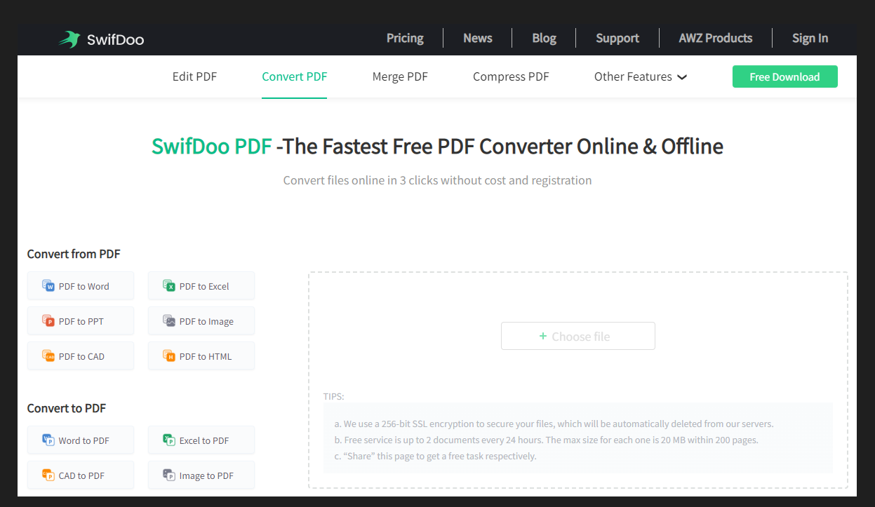 SwifDoo PDF Online Converter best free PDF to JPG converter