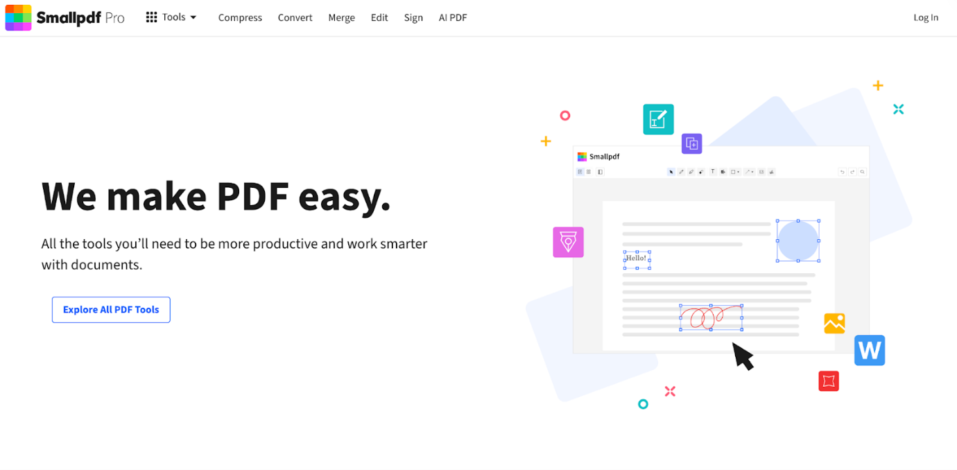 Interface of Smallpdf
