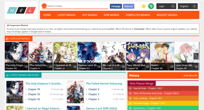 Best Free Manga Reading Website MangaNelo