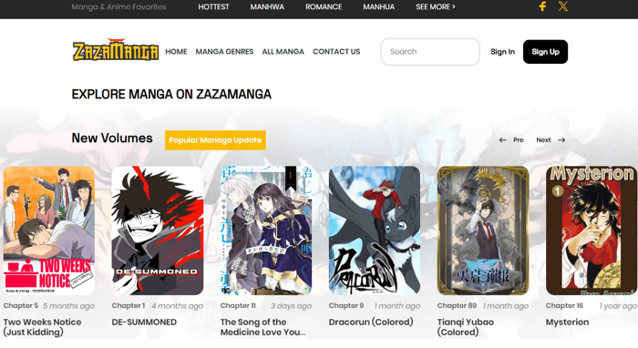 Best Free Manga Reading Website ZazaManga