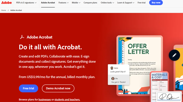 best PDF editor for Windows 11 Adobe Acrobat