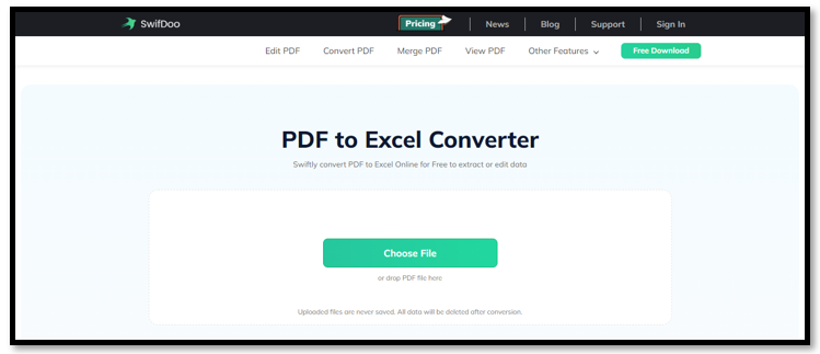 Best PDF to Excel converter software - SwifDoo PDF Online Converter