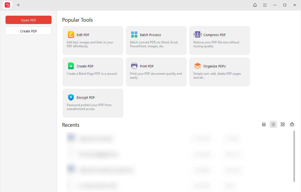 User interface of JOPDF