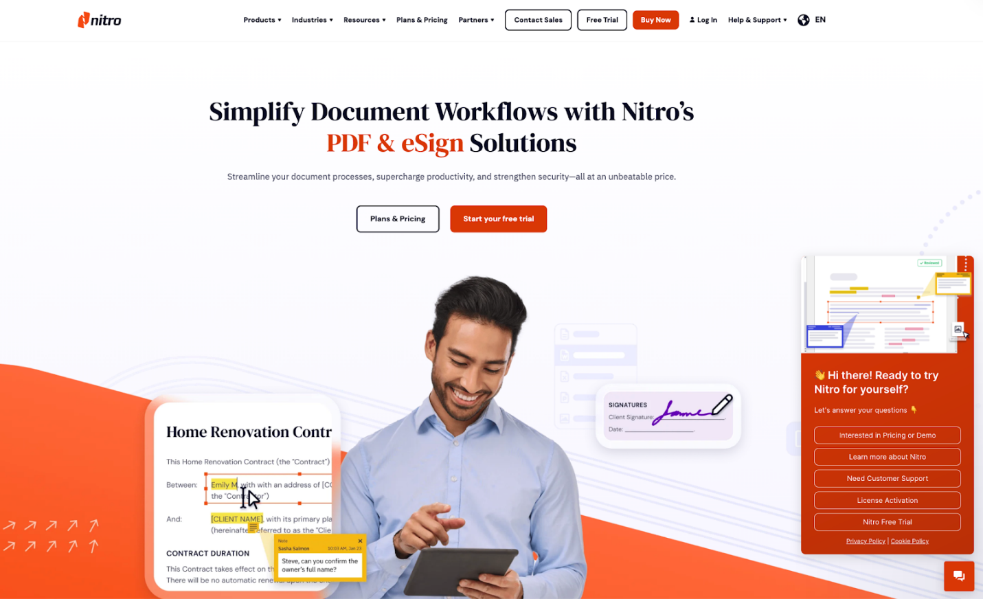 Web page interface of Nitro PDF