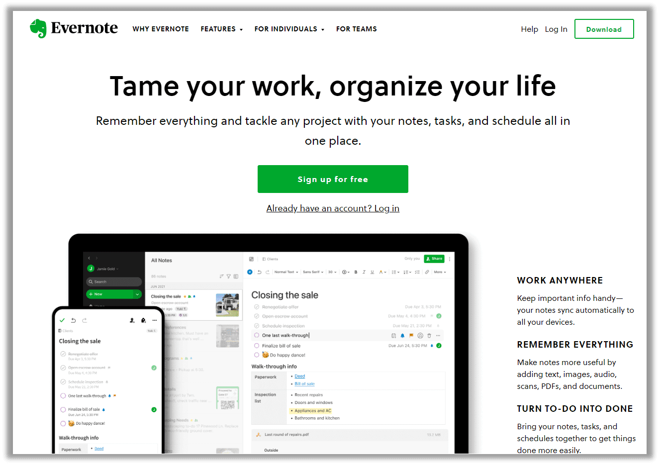 Best productivity app - Evernote