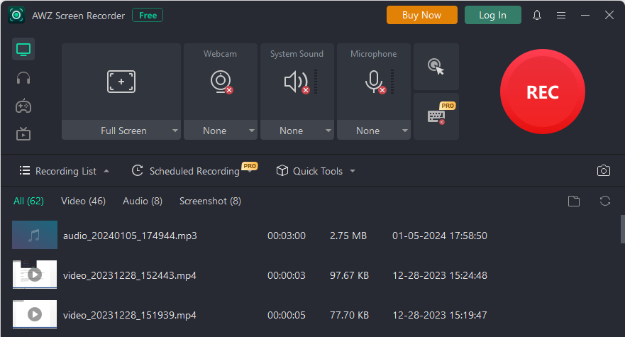Best screen recording software for PC AWZ Screen Recorder