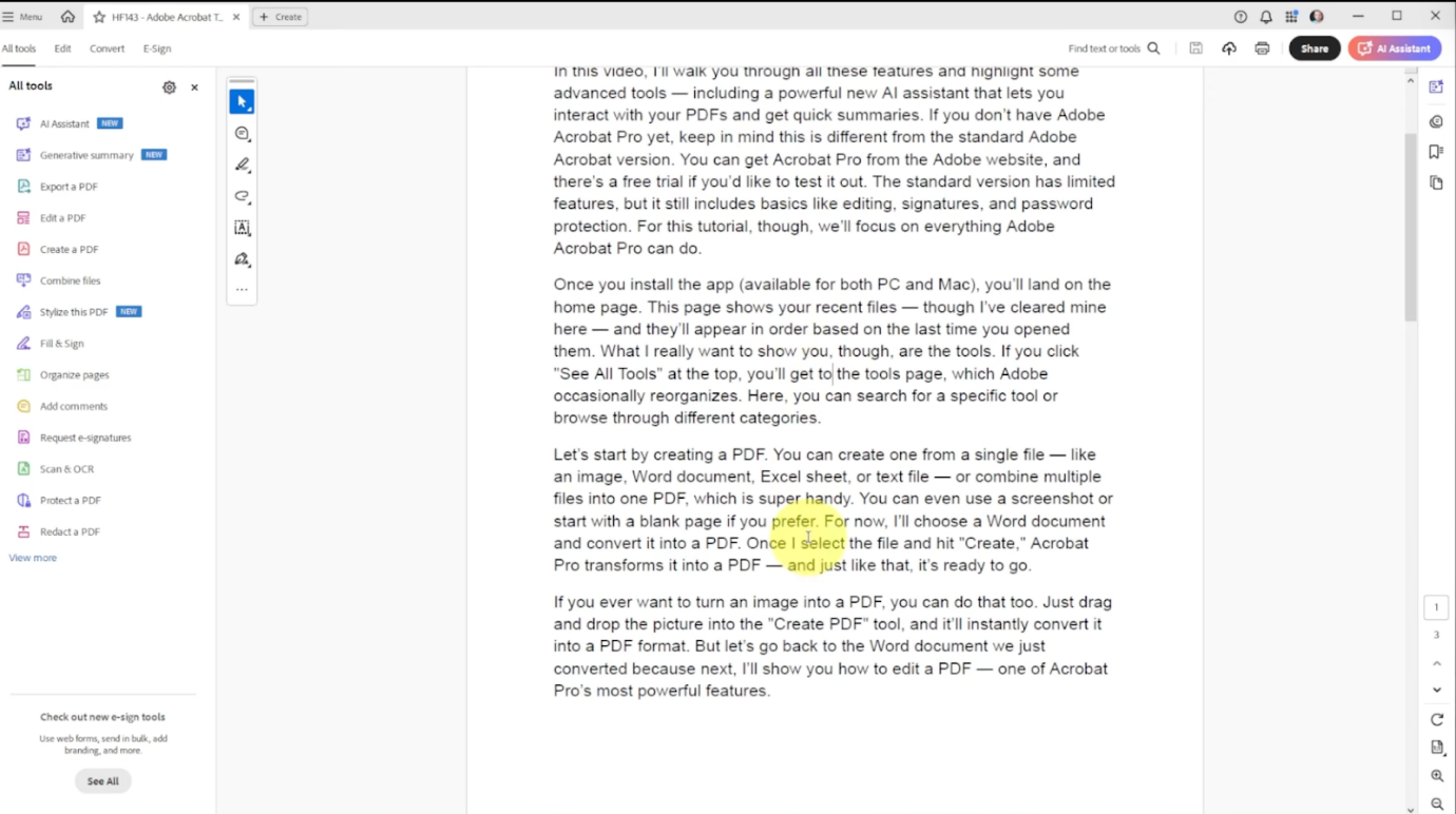 Interface of Adobe Acrobat