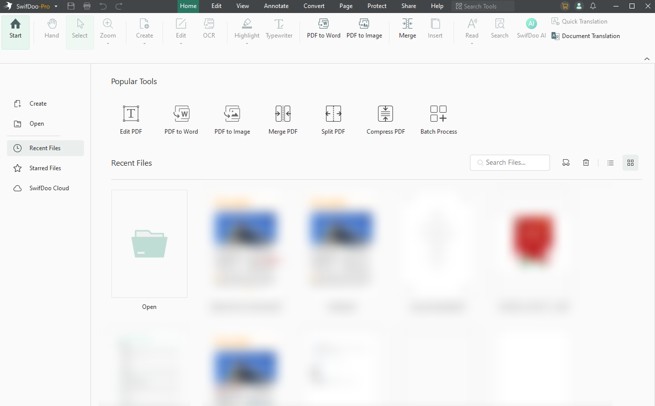 User interface of SwifDoo PDF