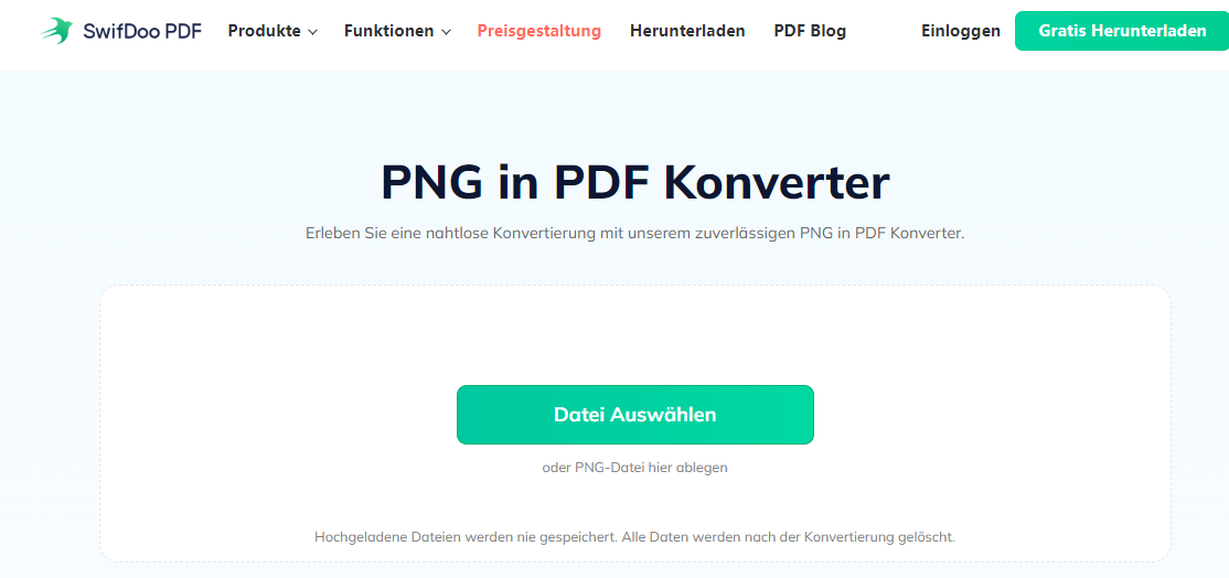 SwifDoo Free Online PNG in PDF Converter