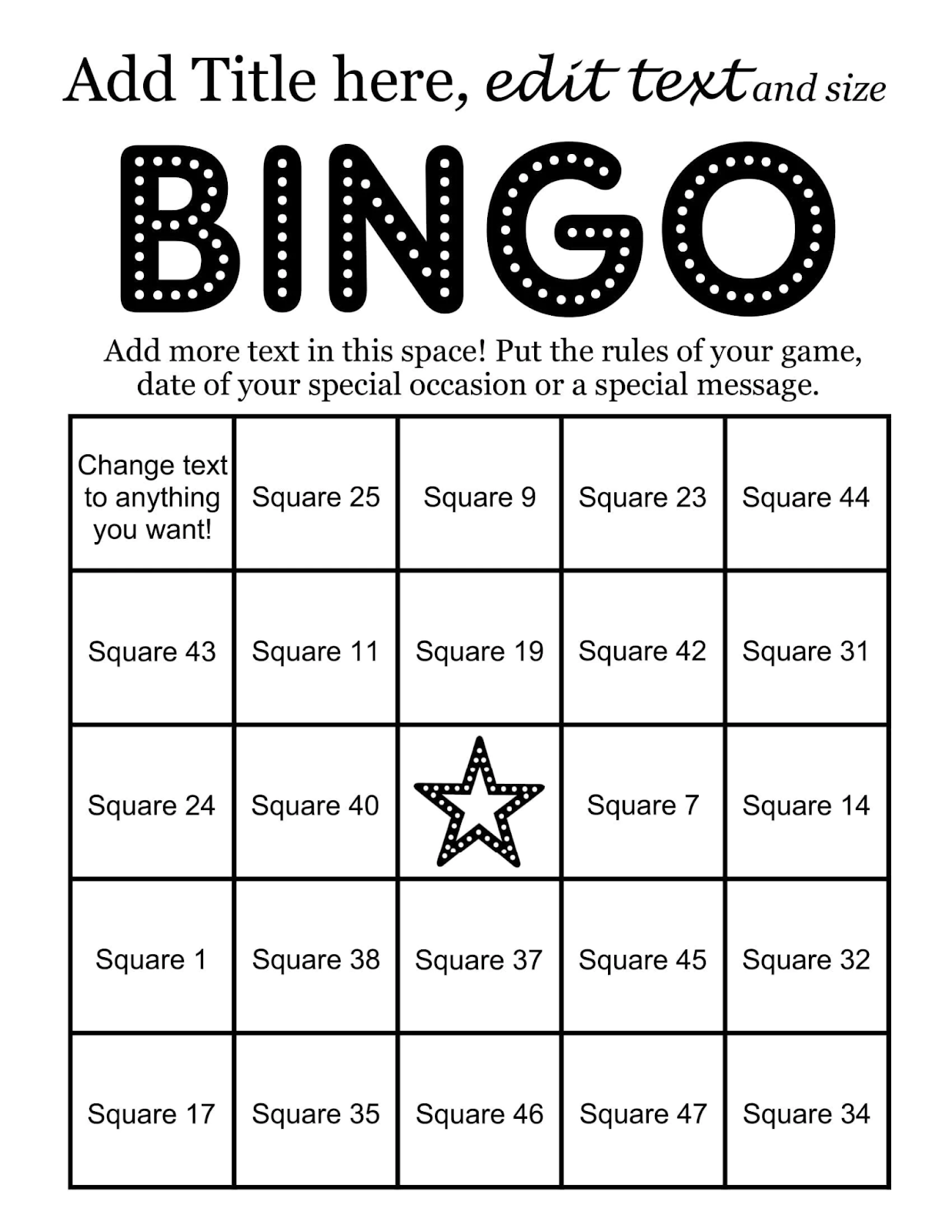 bingo template word doc