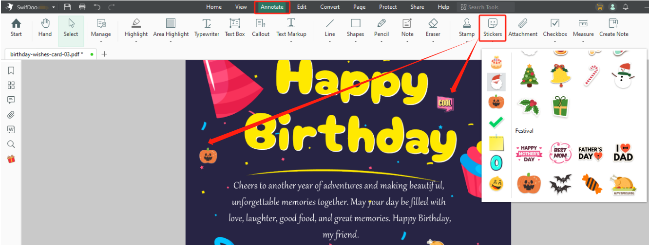 Birthday wishes for boy card making step 5