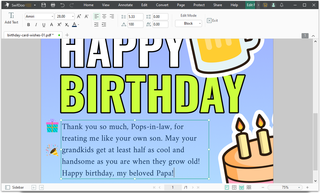 Birthday Wishes for Father-in-Law to write and make a card