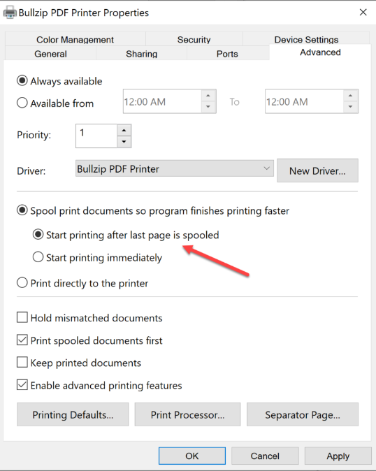 Bullzip PDF printer