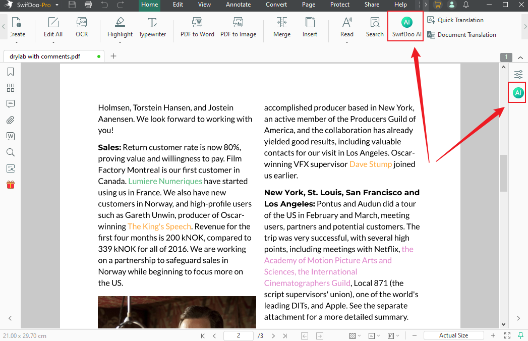 Click the SwifDoo AI icon in SwifDoo PDF