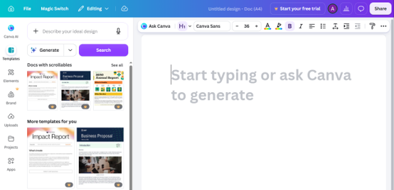 canva visual editing