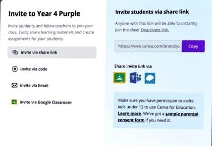 Invite a student for Canva Education