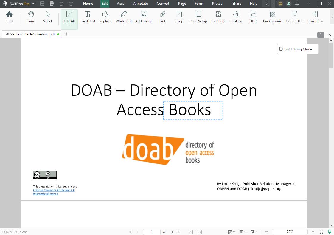 Main edit interface of SwifDoo PDF
