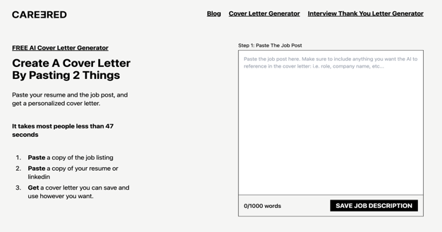 Careered.ai cover letter generator