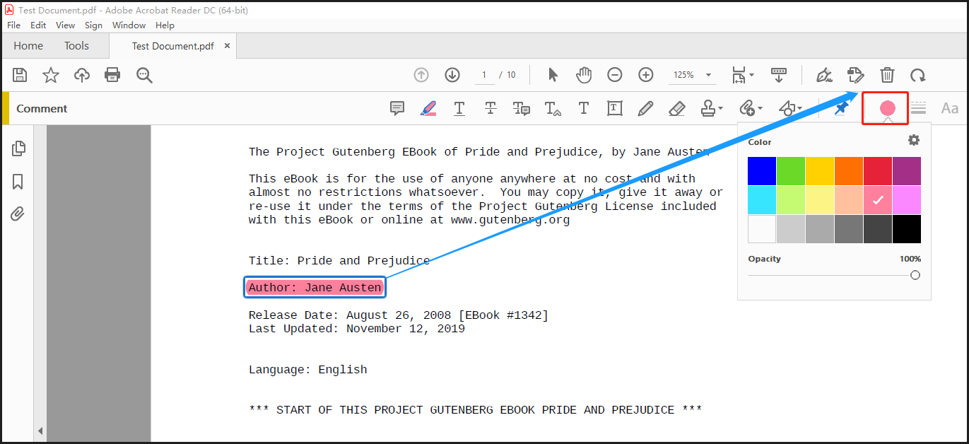 change highlight color in adobe acrobat reader dc 2017