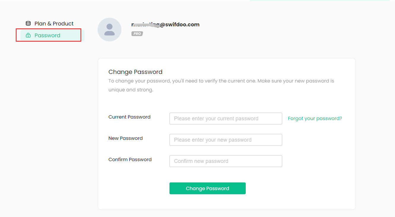 change password