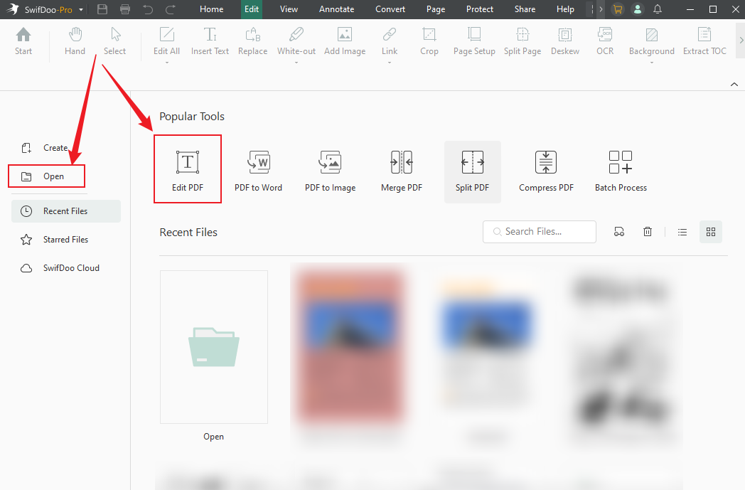 Click Open or Edit PDF option in SwifDoo PDF