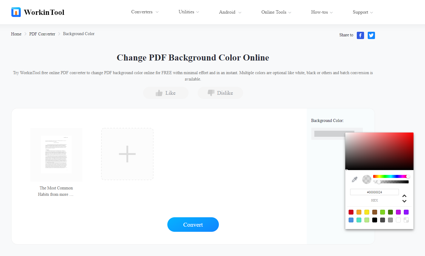 Change PDF Background Color Using WorkinTool