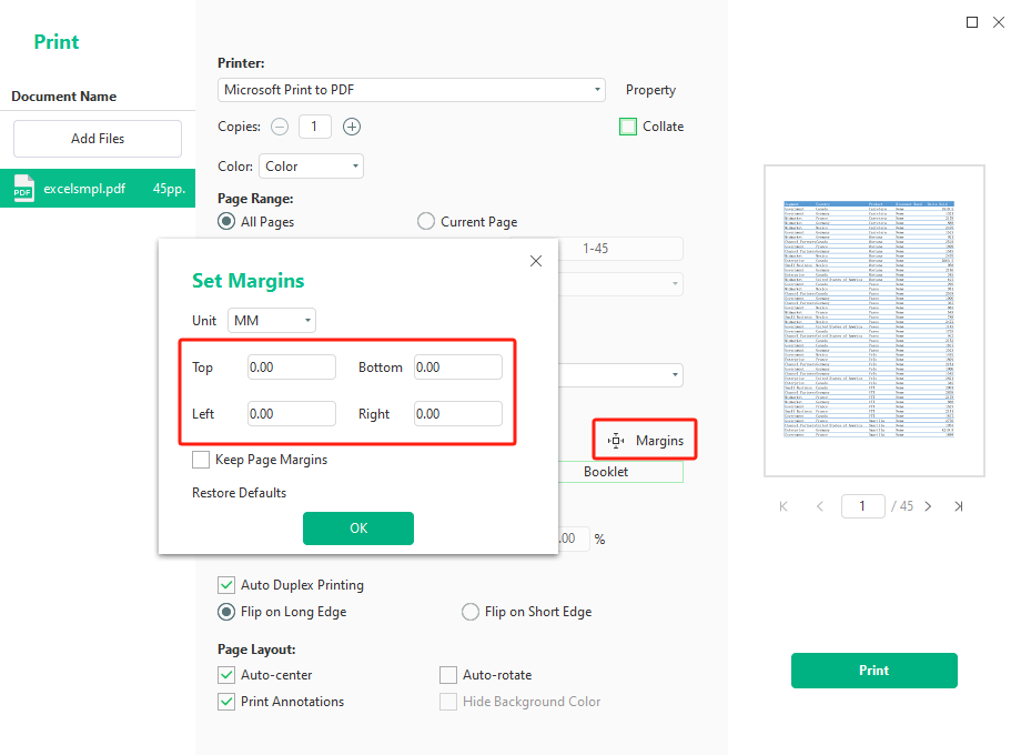 Change PDF Margins to Zero