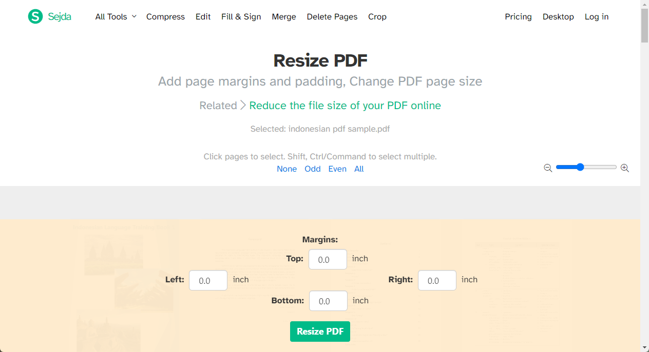 Change PDF Margins Using Sejda Online