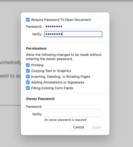 Change PDF Password in Preview